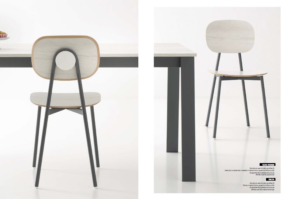 SET 2 SEDIE POINTHOUSE TATA YOUNG 4 GRAFITE-QUERCIA BIANCO - Arredishop.it  - Arredamento, Complementi, Oggettistica